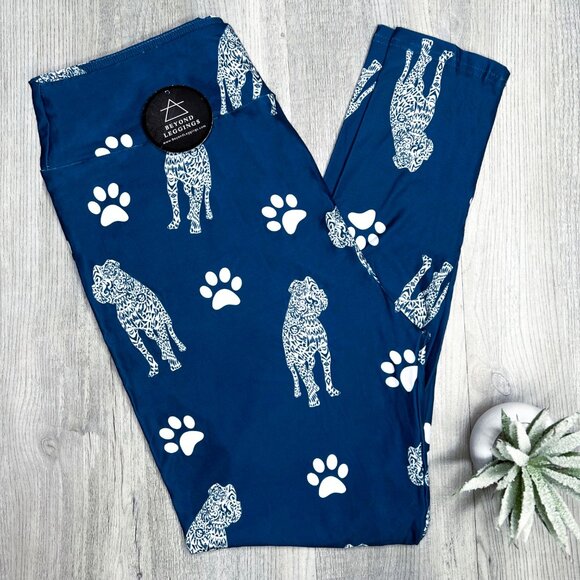 Puppy & Paw Print Blue Soft Leggings - Picture 2 of 3